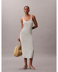 Calvin Klein - Jeans Linen Blend Tie Back Midi Dress - Lyst