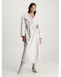 Calvin Klein - Abrigo de lana con cinturón cruzado - Lyst