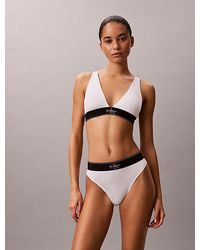 Calvin Klein - Triangle Bralette Graphic Monogram Microfibre Stretch - Lyst