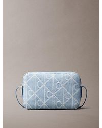 Calvin Klein - Denim Allover Emblem Logo Camera Bag - Lyst