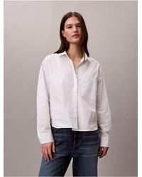 Calvin Klein - Calvin Klein Cotton Poplin Boxy Button-Down Shirt - Lyst