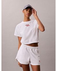Calvin Klein - Jeans Towel Terry Cropped Short Sleeve Top - Lyst