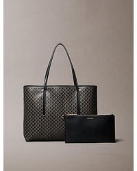 Calvin Klein - Kleine Tote Bag Met Rits En All-Over Monogram-Logo - Lyst