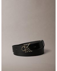 Calvin Klein - Full Grain Leather Logo Buckle Belt - Lyst