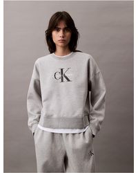 Calvin Klein - Calvin Klein Monogram Logo Fleece Relaxed Sweatshirt - Lyst
