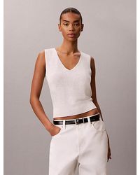 Calvin Klein - Linen Blend Tank Top - Lyst