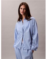 Calvin Klein - Cotton Poplin Pyjama Button-Down Shirt - Lyst