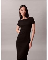 Calvin Klein - Calvin Klein Cotton Contour Rib Short Sleeve Dress - Lyst