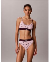 Calvin Klein - Graphic Monogram Microfiber Stretch Thong - Lyst