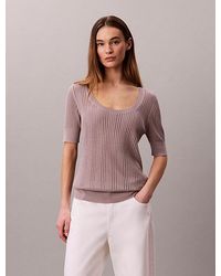 Calvin Klein - Fine Gauge Viscose Pointelle Top - Lyst