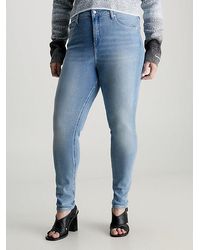 Calvin Klein - Grote Maat High Rise Skinny Jeans - Lyst