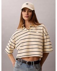 Calvin Klein - Jeans Stripe Cropped Boxy Polo Shirt - Lyst