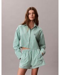 Calvin Klein - Cropped Cotton Poplin Pyjama Top - Lyst