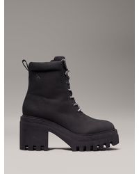 Calvin Klein - Leather Chunky Heeled Boots - Lyst