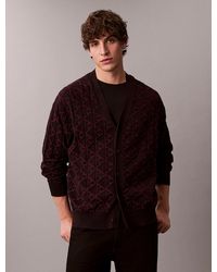 Calvin Klein - Allover Emblem Logo Relaxed Cardigan - Lyst