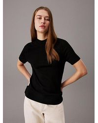 Calvin Klein - Schmaler Pullover mit Stehkragen aus Merinowolle - Lyst