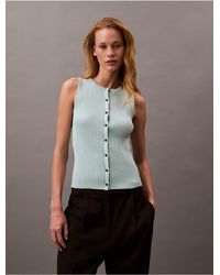Calvin Klein - Calvin Klein Smooth Cotton Rib Sweater Tank - Lyst