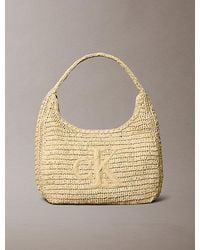 Calvin Klein - Large Hand Braided Raffia Shoulder Bag - Lyst