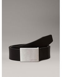 Calvin Klein - Leather Formal Plaque Belt - Lyst