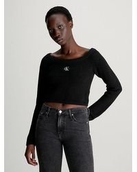 Calvin Klein - Cropped Pullover aus gerippter Baumwolle - Lyst