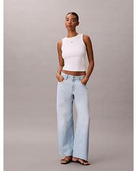 Calvin Klein - Jeans Cotton Linen Wide Leg Jeans - Lyst