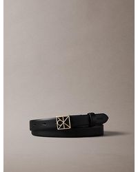 Calvin Klein - Full Grain Leather Emblem Logo Belt - Lyst