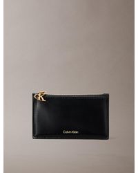 Calvin Klein - Leather Rfid Monogram Charm Cardholder - Lyst