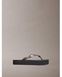 Calvin Klein - Pearlised Platform Flip Flops - Lyst