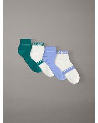 Calvin Klein - Jeans 4 Pack Cotton Logo Stripe Ankle Socks - Lyst