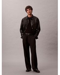 Calvin Klein - Wide Leg Wool Blend Travel Trousers - Lyst