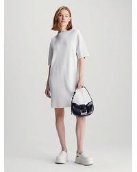 Calvin Klein - Vestido de punto de canalé de algodón holgado - Lyst