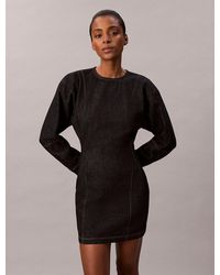 Calvin Klein - Mini-Robe À Manches Longues En Jean - Lyst