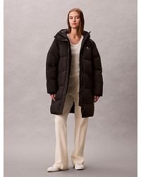 Calvin Klein - Pufferjack Met Capuchon En Riem Met Logo - Lyst