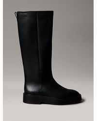 Calvin Klein - Kniehohe Stiefel Aus Leder Mit Blockabsatz - Lyst