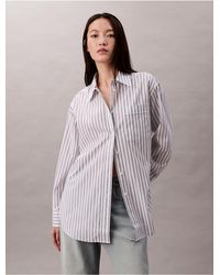 Calvin Klein - Calvin Klein Poplin Striped Relaxed Button-Down Shirt - Lyst