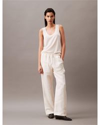 Calvin Klein - Casual Linen Blend Pull-on Pants - Lyst