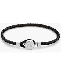 Calvin Klein - Braided Leather Bracelet - Lyst