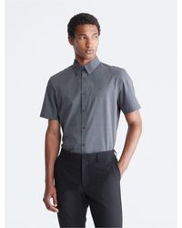 Calvin Klein - Windowpane Slim Stretch Short Sleeve Button-down Shirt - Lyst