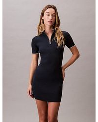 Calvin Klein - Smalle Mini-Jurk Met Kwart Rits - Lyst