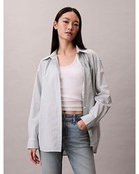 Calvin Klein - Camisa a rayas de popelín de algodón - Lyst
