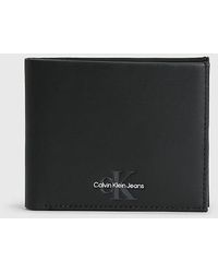 Calvin Klein Schmales Portemonnaie aus Leder - Schwarz