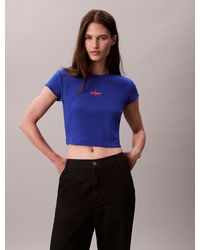 Calvin Klein - Slim Ribbed Cotton Logo T-Shirt - Lyst