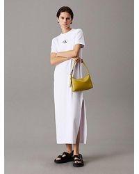 Calvin Klein - T-Shirt-Maxikleid Aus Gerippter Baumwolle - Lyst
