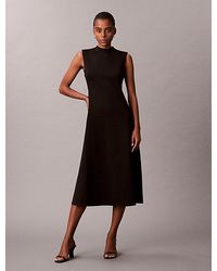 Calvin Klein - Smooth Stretch Fit And Flare Sleeveless Dress - Lyst