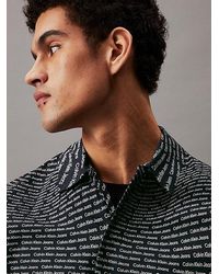 Calvin Klein - Overhemd Met Korte Mouwen En All-over Logo - Lyst