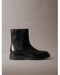 Calvin Klein - Leather Zip Ankle Boots - Lyst