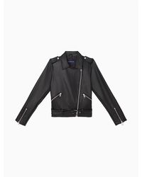 Calvin Klein Faux Leather Zip Moto Jacket - Black