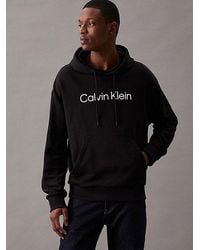 Calvin Klein - Sudadera de felpa de algodón con capucha y logo - Lyst