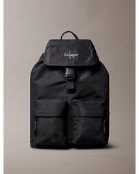Calvin Klein - Nylon Rugzak Met Monogram-Logo En Klep Bovenop - Lyst