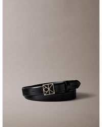 Calvin Klein - Full-Grain Leather Emblem Logo Belt - Lyst